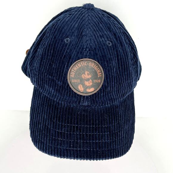 Disney Park OS NEW Adult Corduroy Mickey Baseball Cap Navy - Picture 1 of 7